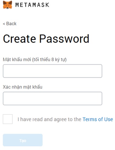 Tạo mật khẩu cho ví