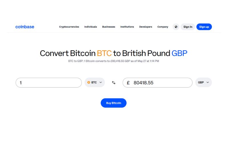 Price of 1 Bitcoin in British pounds