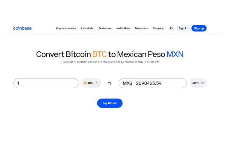 Price of 1 Bitcoin in Mexican pesos