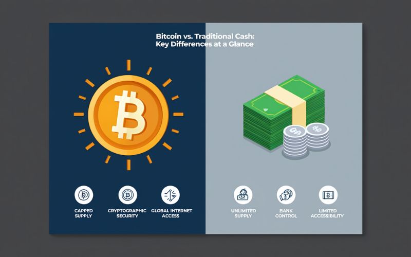 Comparing bitcoin with traditional cash