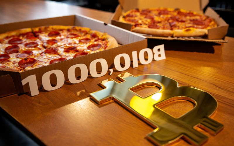 In 2010, 10,000 BTC bought two pizzas, pricing each Bitcoin at just $0.0025