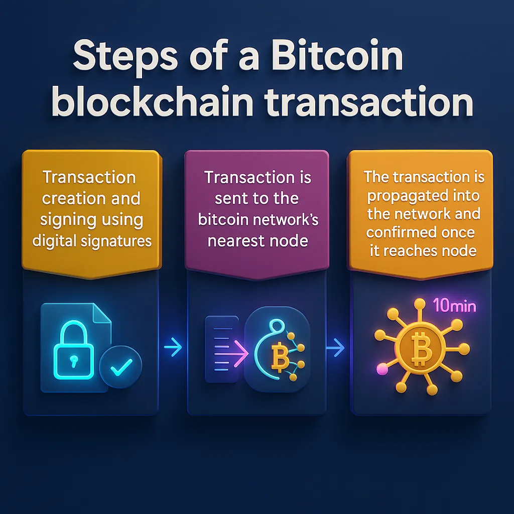 Step of bitcoin blockchain