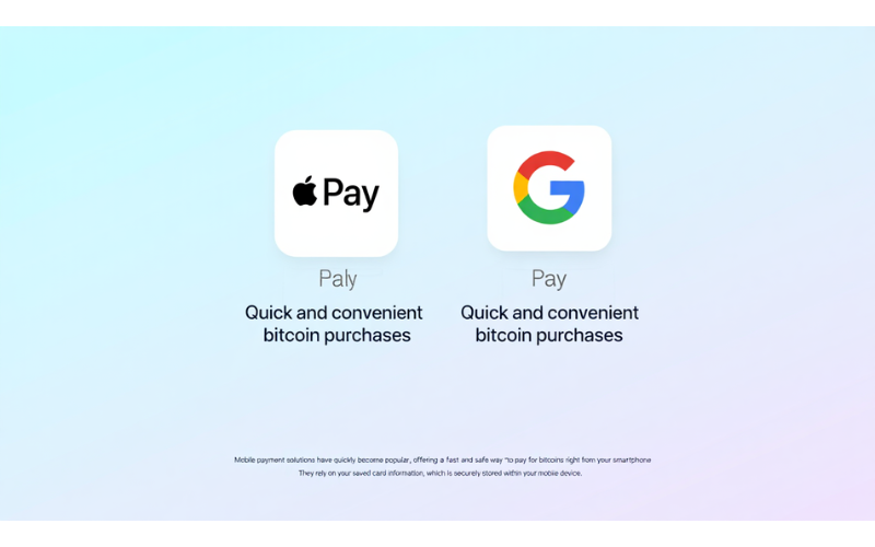 Apple Pay and Google Pay make buying Bitcoin fast, easy, and secure on mobile.