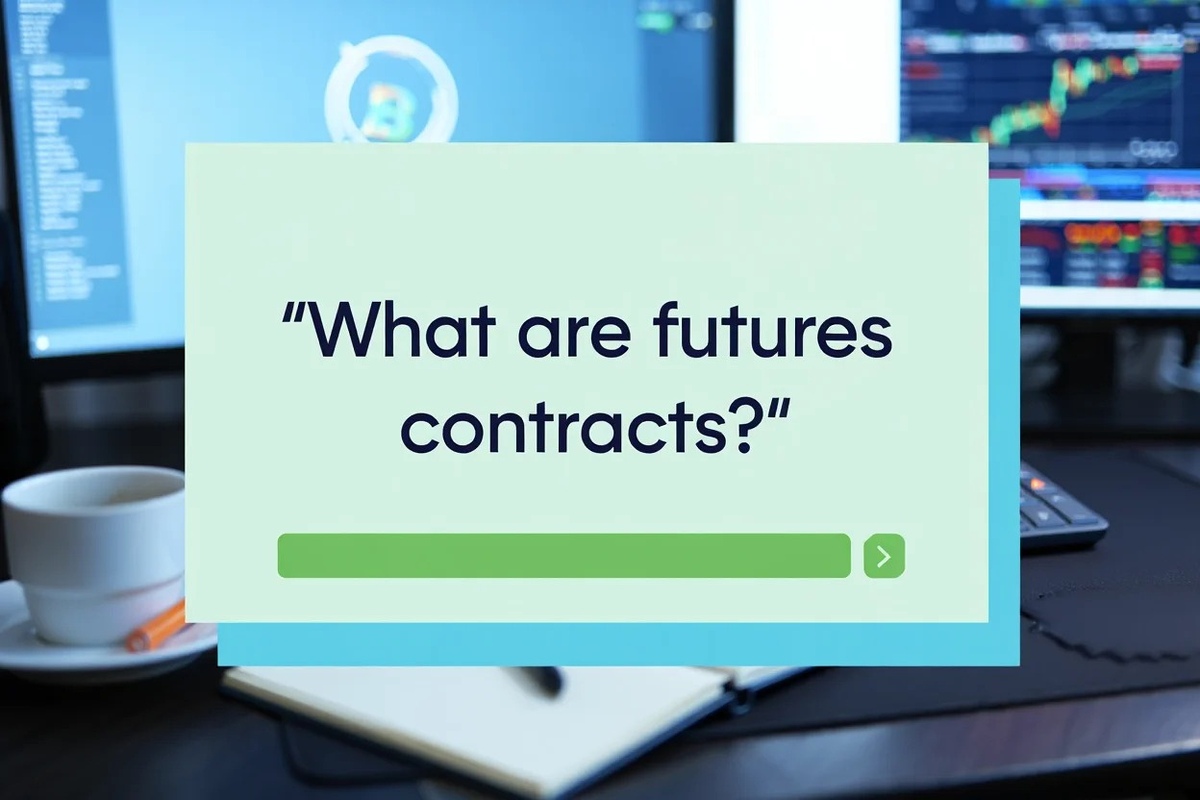 Futures trading concept displayed in modern workstation scene with Bitcoin watermark