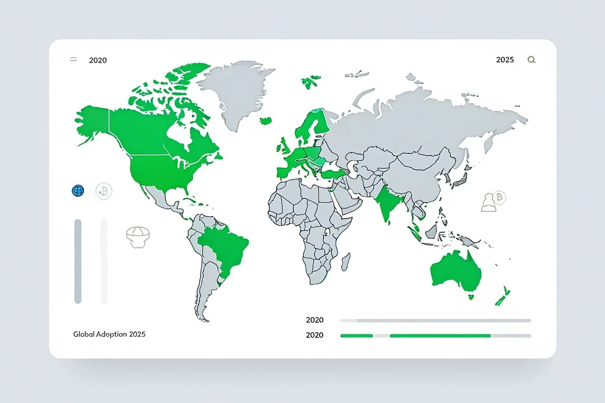 Global Bitcoin ownership trends from 2020 to 2025, highlighting rapid adoption across emerging regions