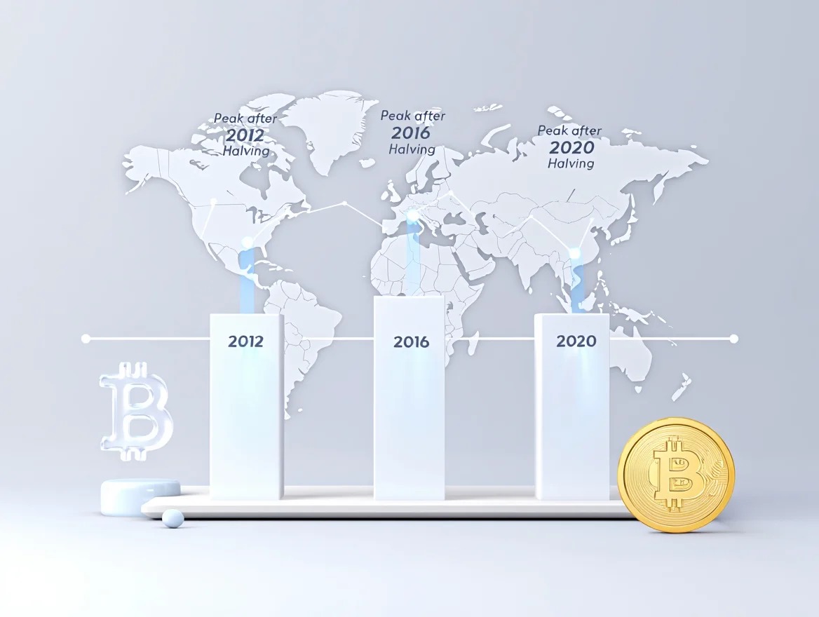 Historical Bitcoin peak cycles after halving (2012, 2016, 2020)