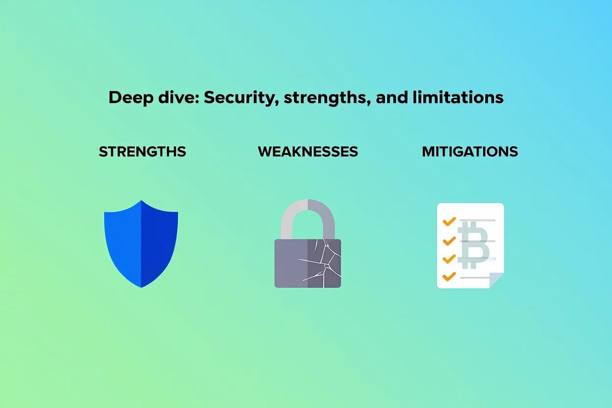 Indepth finance infographic outlining encryption strengths weaknesses and risk mitigation under natural lighting