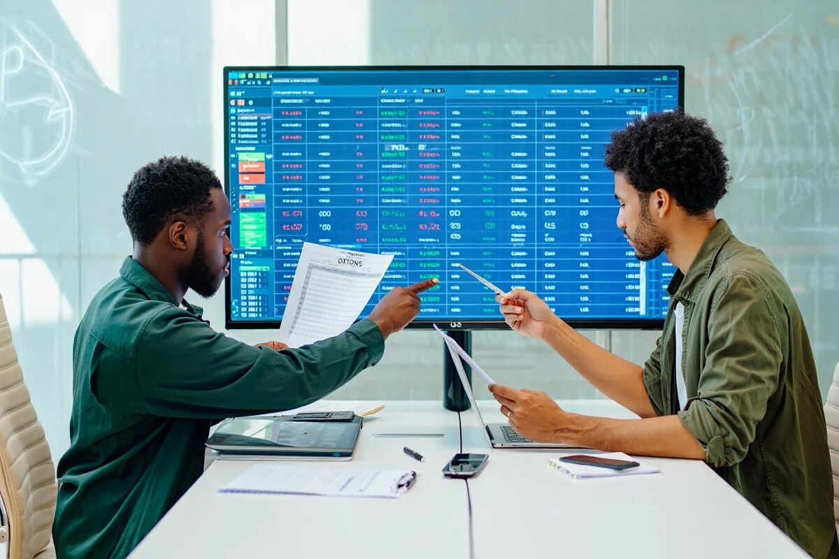 Realworld trading scenario showing futures and options analysis in office layout