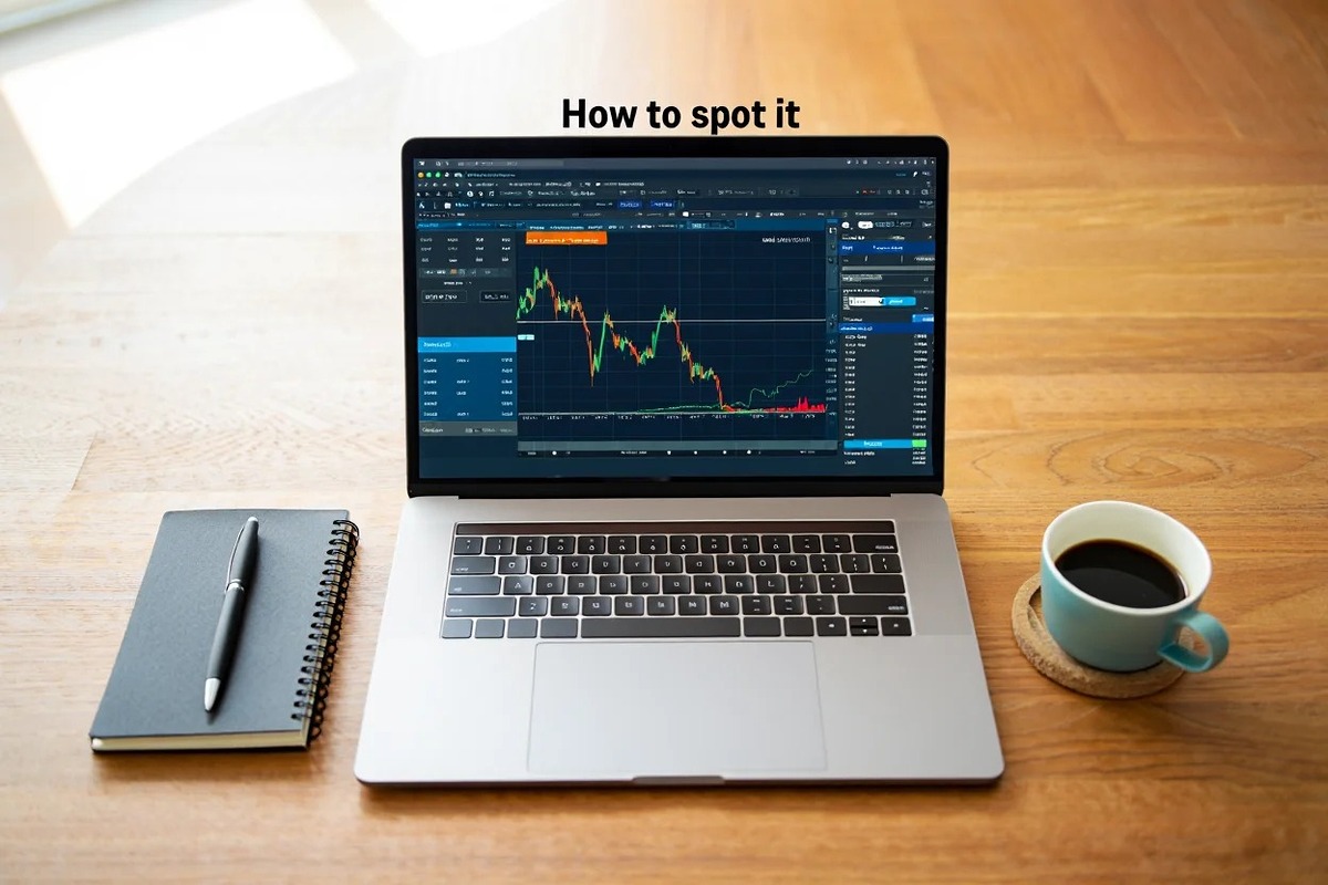 Trader desk view showing golden cross pattern on screen under natural bright lighting