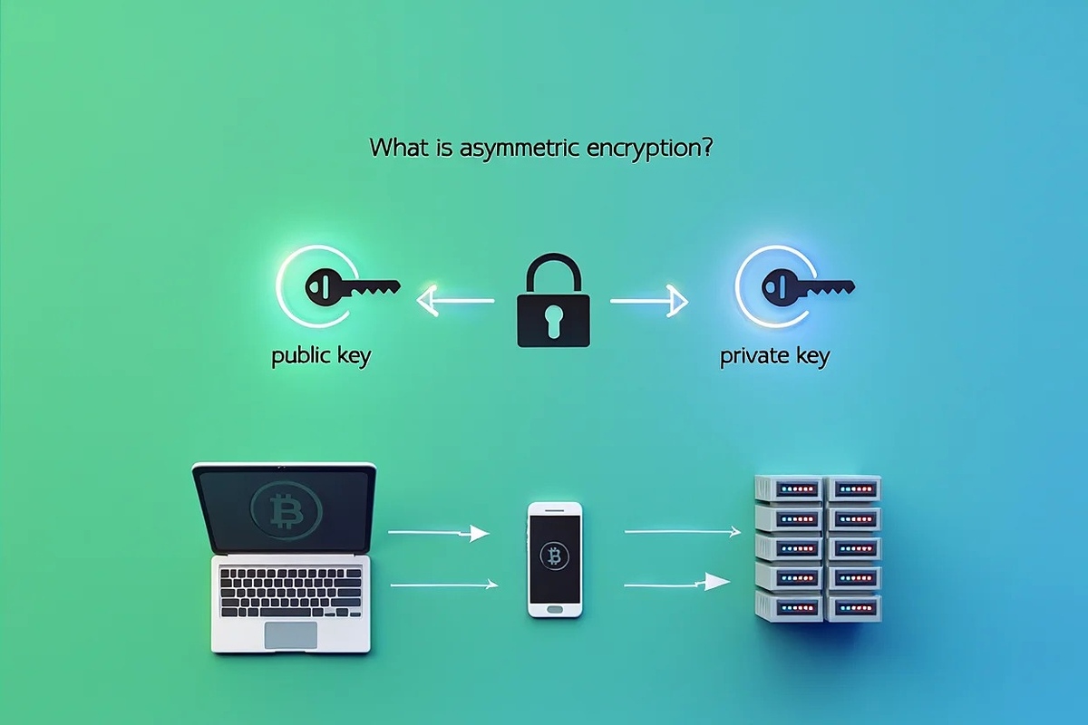 Visual comparison of public and private keys in a clean finance design with directional arrows