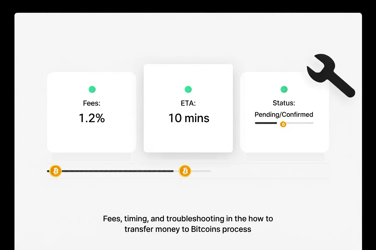 Fees, timing, and troubleshooting in the how to transfer money to Bitcoins process