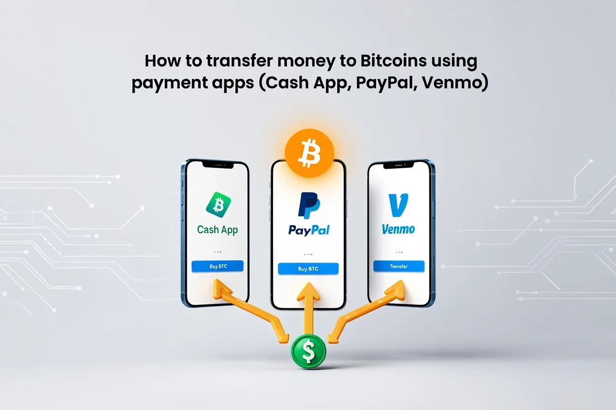 How to transfer money to Bitcoins using payment apps (Cash App, PayPal, Venmo)