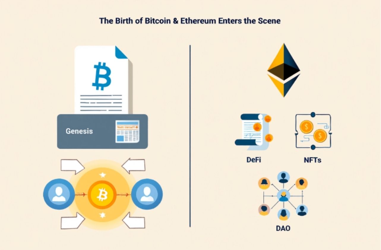The birth of Bitcoin & Ethereum enters the scene